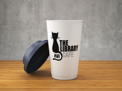 The library cafe branding design icon illustration logo