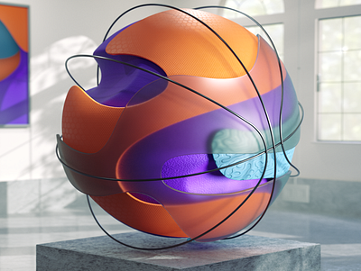 BAKSETBALL SCULPTURE abstract art basketball cinema 4d design motion design orange redshift3d