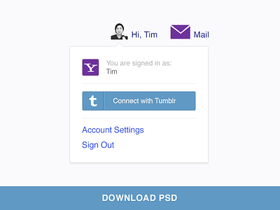 Connect with Tumblr interface log in login photoshop psd psddd sign in tumblr ui yahoo