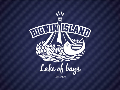 Bigwin Island branding clothing logo navy