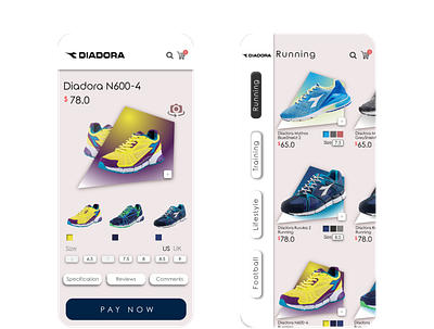 Shoes store app design ui ux