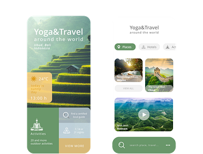 Yoga&Travel app design illustration travel ui ux