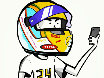 An F1 fan boy doodle f1 fan helmet race racing smartphone