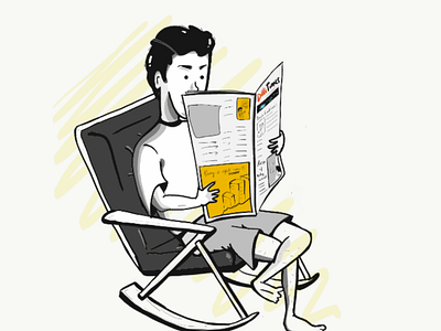 Afternoon reading boy chair doodle news newspaper read