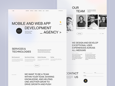 Corporate Website for Digital Agency agency website contact us corporate design home screen minimal team typography ui web website