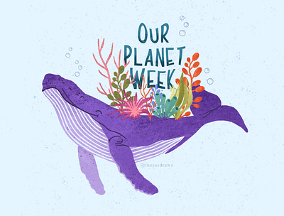 Whale Illustration earth day earthday mammal mammals planet planet earth plant plant illustration sea plants seaweed seaworld whale whale illustration whales