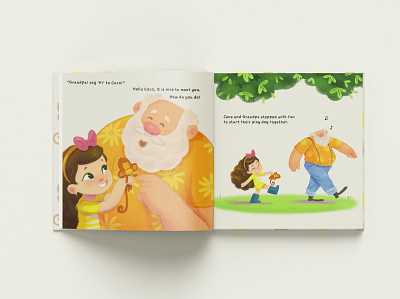 Book interior colored illustrations book mockup character design childrens book illustration picture book