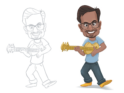 Naive Guitarist cartoon character design guitar illustration