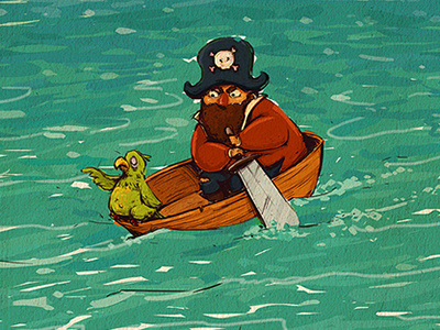 Arrrg digital funny illustration ocean parrot pirate
