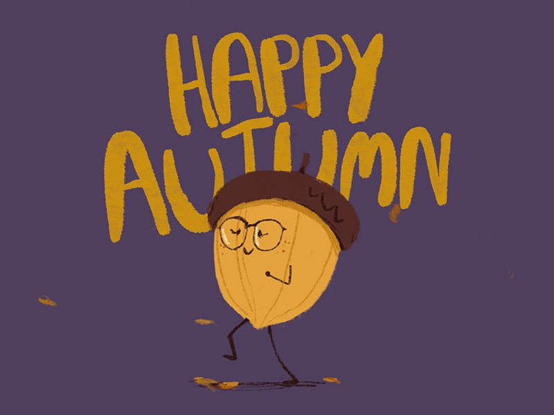 Acorn acorn animated gif animation autumn fall happy autumn walkcycle walking