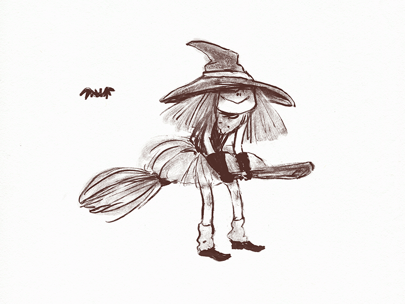 Little Witch animated gif animation bat broom character character animation children illustration cute funny funny character halloween little witch witch