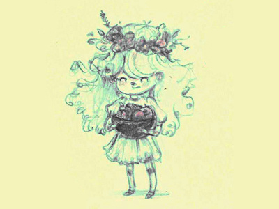 Shavuot cute flowers girl pencils shavuot sketch