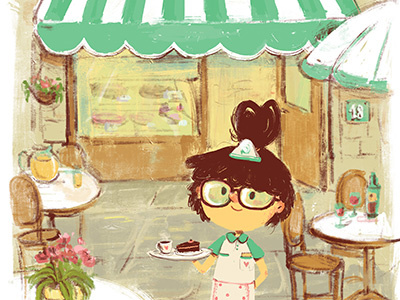 Coffe Girl2 cake character coffee cute illustration waitress