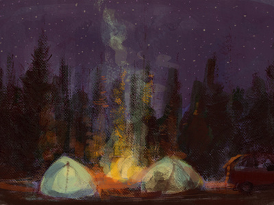 Roadtrip6 adventure campfire camping drawing illustration night roadtrip stars van