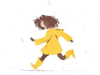 Run animated gif animation boots coat cute girl love rain run winter yellow