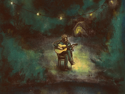 Neil Halstead forest guitar illustrated poster illustration music neil halstead nihjt slowdive