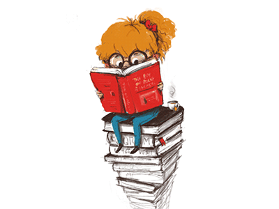 Book Lover animated gif book lover books children illustration cute reading tea