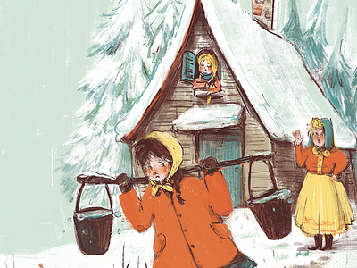 Detail #3 children illustration forest illustration snow trees winter