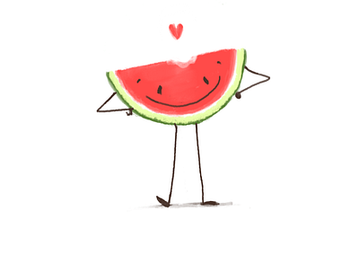 Watermelon character cute digital illustration
