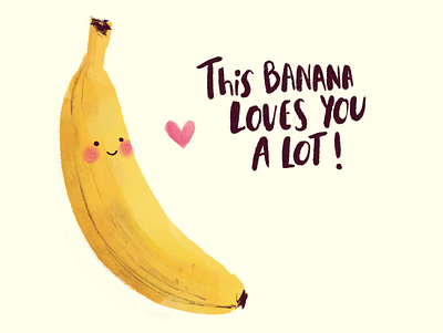 Banana Love banana cute cute fruit cute illustration illustraion ipadpro love procreate