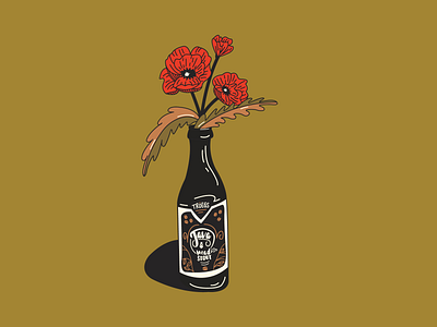 Beer & Flowers design hand drawn illustration