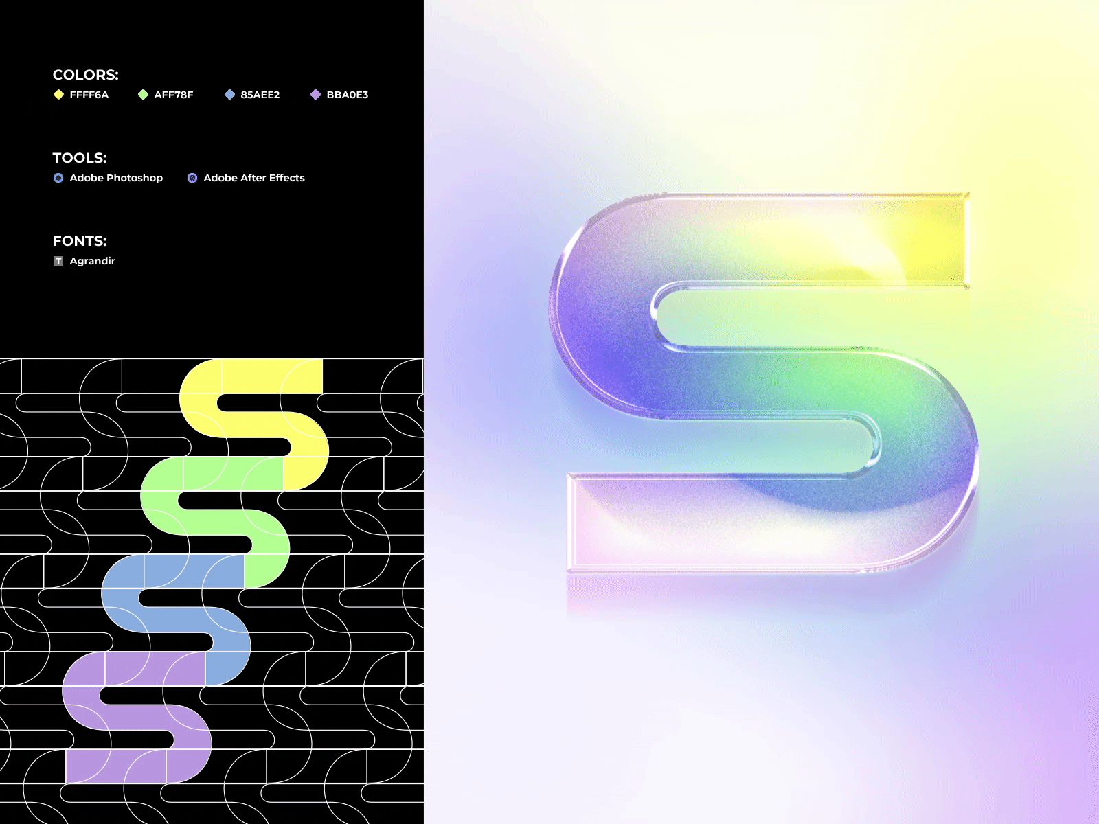 Gradient letter animation design gradient graphic design typography vector
