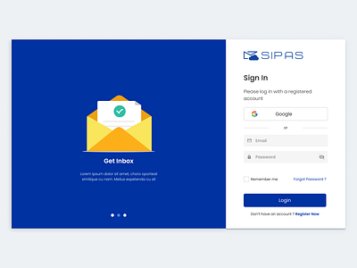 Dashboard : Login Page clean dashboard design illustration inbox letter login minimalize register sign in ui ux web design website