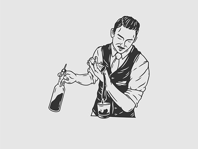 vintage bartender illustration