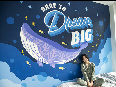 "Dare to Dream Big" Mural home mural illustration interior mural mural mural artist mural design