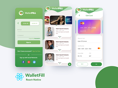 Walletfill apis app crossplatform react native shopping app store app