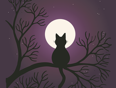 moonlight cat design design art illustration illustration art illustrations illustrator