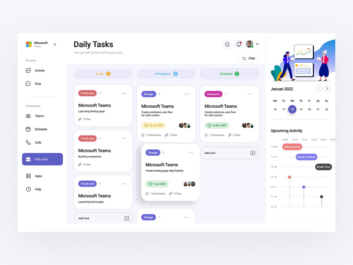 Microsoft Teams - Dashboard UI by Rasyid Shadiq for Nija Works on Dribbble