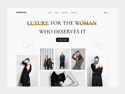 Esmeralda - Luxury Brand For The Women brand clean clean design design fashion hero hero section landing landing page nijaworks ornamen popular swiss swiss style tranding typography ui web web design website