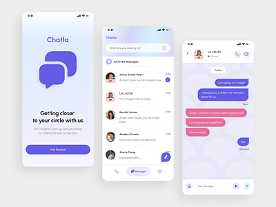 Chatla - Chatting Messenger Mobile App 💬 app call chatting clean design flat gradient interface ios app messeges minimalist mobile mobile app onboarding popular social softcolor ui videocall voicenote