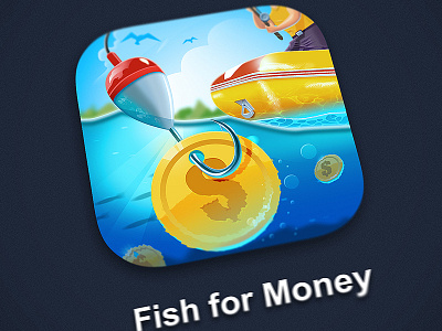 Fish For Money boat coin fish fisher hook icon money northwood river water
