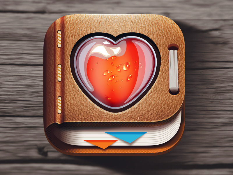 Book of health "remedy" leather ios icon northwood heart remedy health book