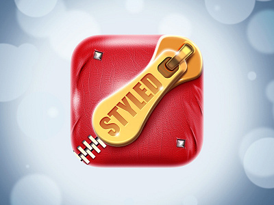 Styled 3d golden icon icon ios leather northwood red styled zipper