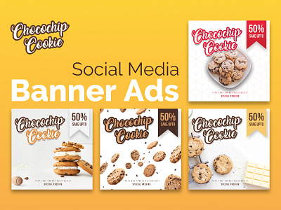 Chocochip Cookie Instagram Ads ads app bakery banner branding cookie design flat graphic typography ui web website