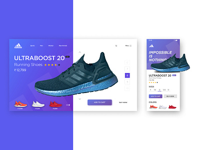 Adidas Ultraboost 20 animation app branding design icon minimal ui vector website