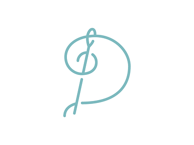 Deeana's Designs D branding d logo monoline needle script thread