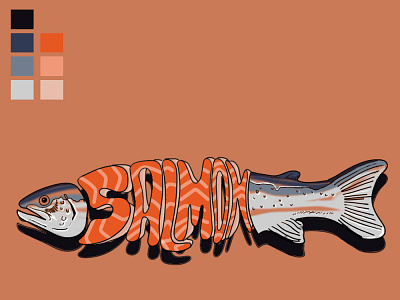 salmon animal design fish flat illustration salmon typography vector