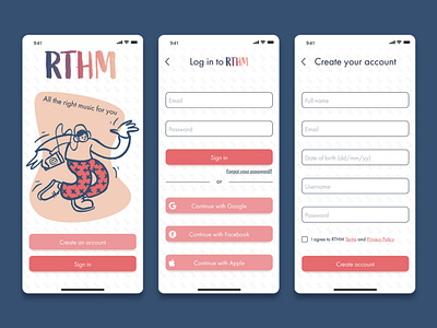 Sign Up for RTHM - Daily UI 001