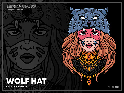 Wolf Hat animal apparel clothing hat illustration merchandise tees tribe tshirt vector wolf wolf hat