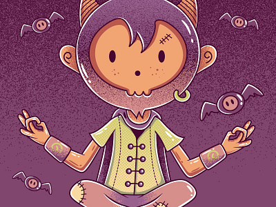 Emonk Character Design character cute funny purple vector