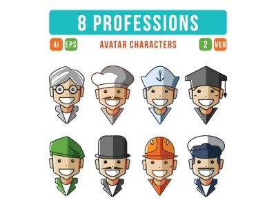 Profession Characters Icons Set avatar icon profession vector