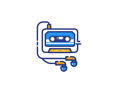 Cassette blackformat cassette earphone icon illustration music playoff song vectober vector