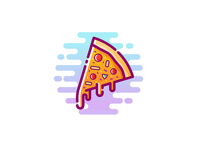 Pizza Illustration fast food icon illustration junk outline pizza vectober vector