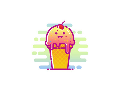 Cute Ice Cream character ice cream icon illustration kids logo sweet vectober vector