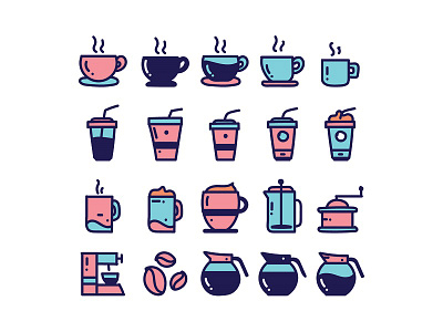 Freebies - Coffee Icons break cafe coffee doodle drink hand drawn icon