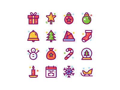 Christmas Icon Pack bell box candle candy christmas gift holiday santa claus shocks snowflakes snowman star